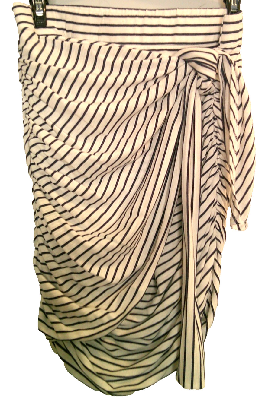 Sundry Women's Medium Navy White Striped Wrap Skirt Mini